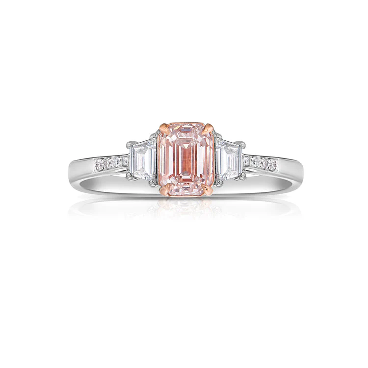 Faint Pink Emerald Diamond Engagement Ring