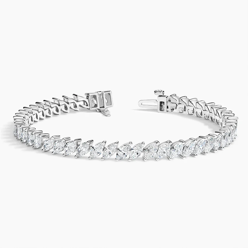 Marquise Lab Diamond Tennis Bracelet in 18k White Gold