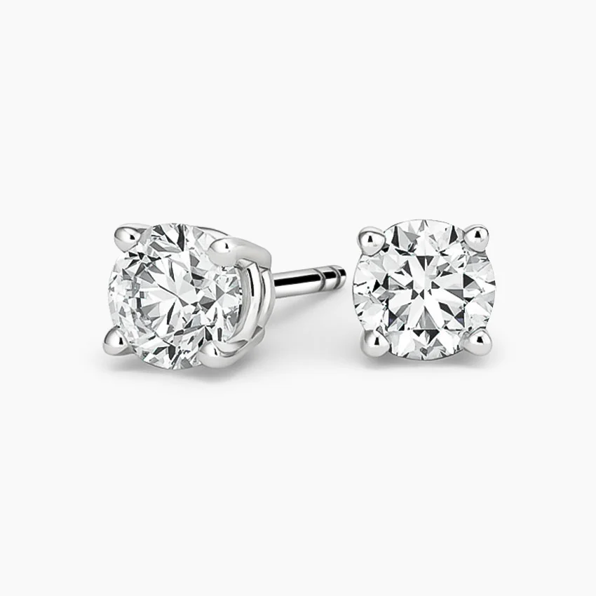 Certified Lab Diamond 4-Prong Stud Earrings in 18k White Gold