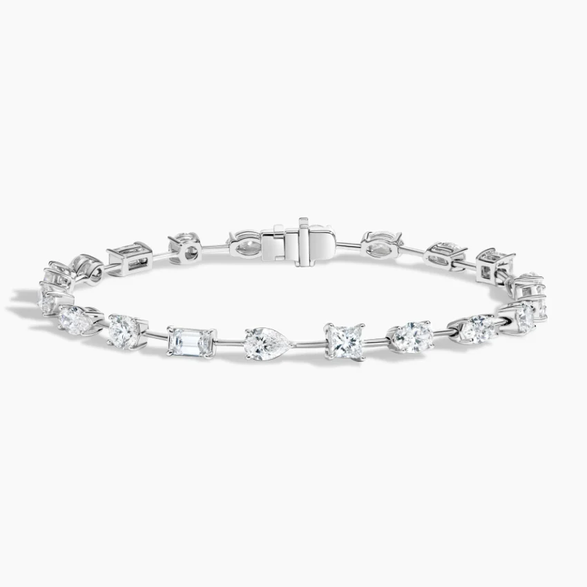 Fancy Cut Tennis Bracelets Lab Diamonds in 18k White Gold