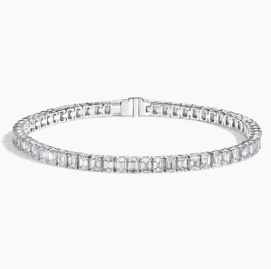 Emerald Lab Diamond Tennis Bracelet in 18k White Gold