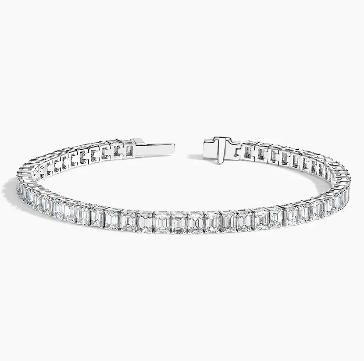Emerald Lab Diamond Tennis Bracelet in 18k White Gold